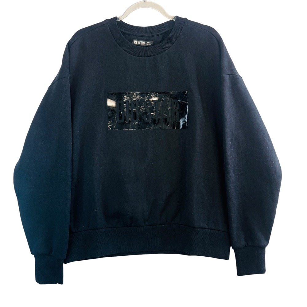 Womens Big Star Oneidea Sweatshirt Black Box Logo Crewneck Minimal Streetwear XL